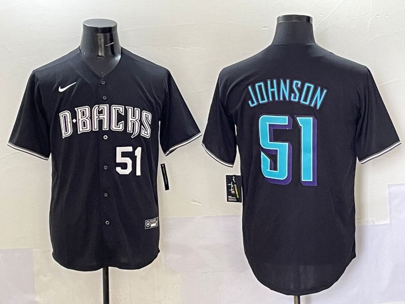 Men 2025 Arizona Diamondback #51 Johnson Black Joint Name Nike MLB Jersey style 2
